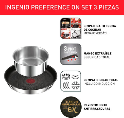 Tefal Ingenio Preference On Set of 2 Frying Pans 24/28 cm + 2 Saucepans 16/20 cm + 24 cm Pot + 26 cm Wok + 2 Removable Handles + 5 Accessories | Induction Safe, Non-Stick, PFOA Free