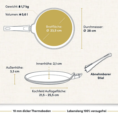 2025 Sartén para crepes / sartén plana Ø 28 cm