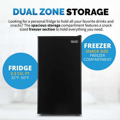 2025 Refrigerador Mini Bar Compacto Newair con Congelador – Negro (3,3 pies³)