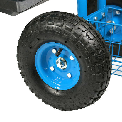 2025 Carrito de Jardín Rodante Sunnydaze con Asiento Giratorio y Manillar de Dirección