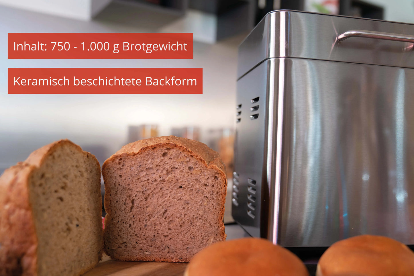 2025 Máquina de pan Backmeister® Edel de acero inoxidable, 550 W, 16 programas automáticos