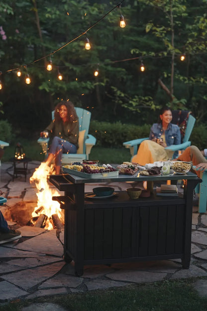 2025 Carro móvil de patio Keter Unity XL – Mesa de cocina exterior resistente a la intemperie con superficie de trabajo de acero inoxidable, espacio de almacenamiento con cerradura y accesorios