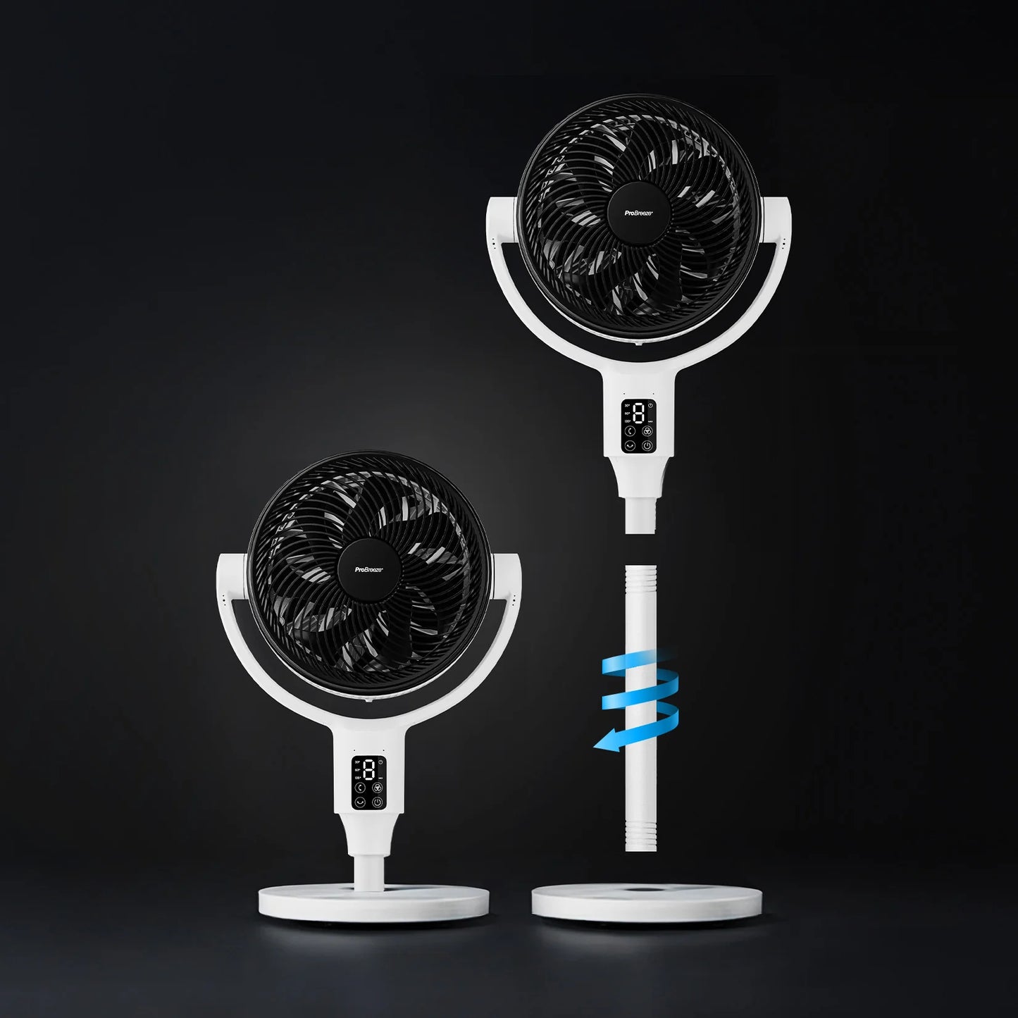 2025 Ventilador de Pie Híbrido AirFlo Plus™ 44" – Circulador de Aire Ultra Silencioso – Blanco
