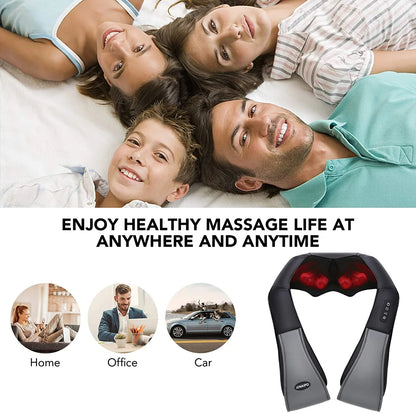 2025 Naipo MGS-801 – Masajeador Shiatsu 3D para Espalda y Cuello con Calor, Masaje Profundo de Amasamiento para Espalda, Hombros, Pies y Piernas (Gris)