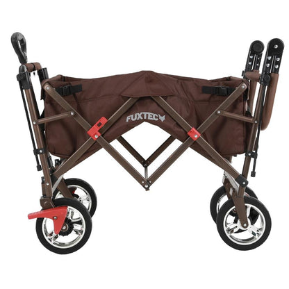 Bollerwagen FUXTEC FX-CT700, Carro Plegable Gris para el Transporte de niños, Ciudad, Campo, Playa o montaña - con Capota Anti-UV, asa de Empuje, Freno de Mano Delantero y Trasero, El Original