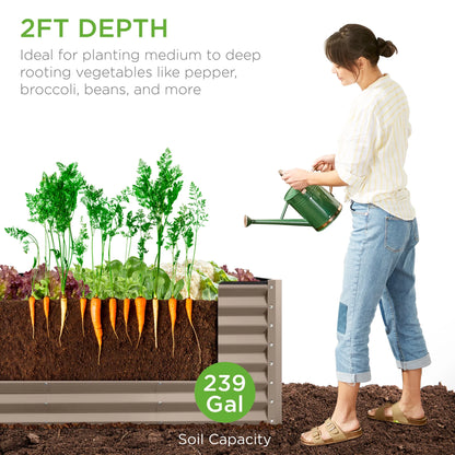 Cajón para verduras de metal Best Choice Products – 240 x 60 x 60 cm, color topo
