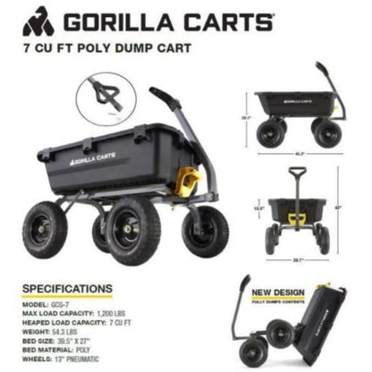 2025 Carro de Jardín de Polietileno Gorilla Carts 7 pi³ | Modelo GCG-7