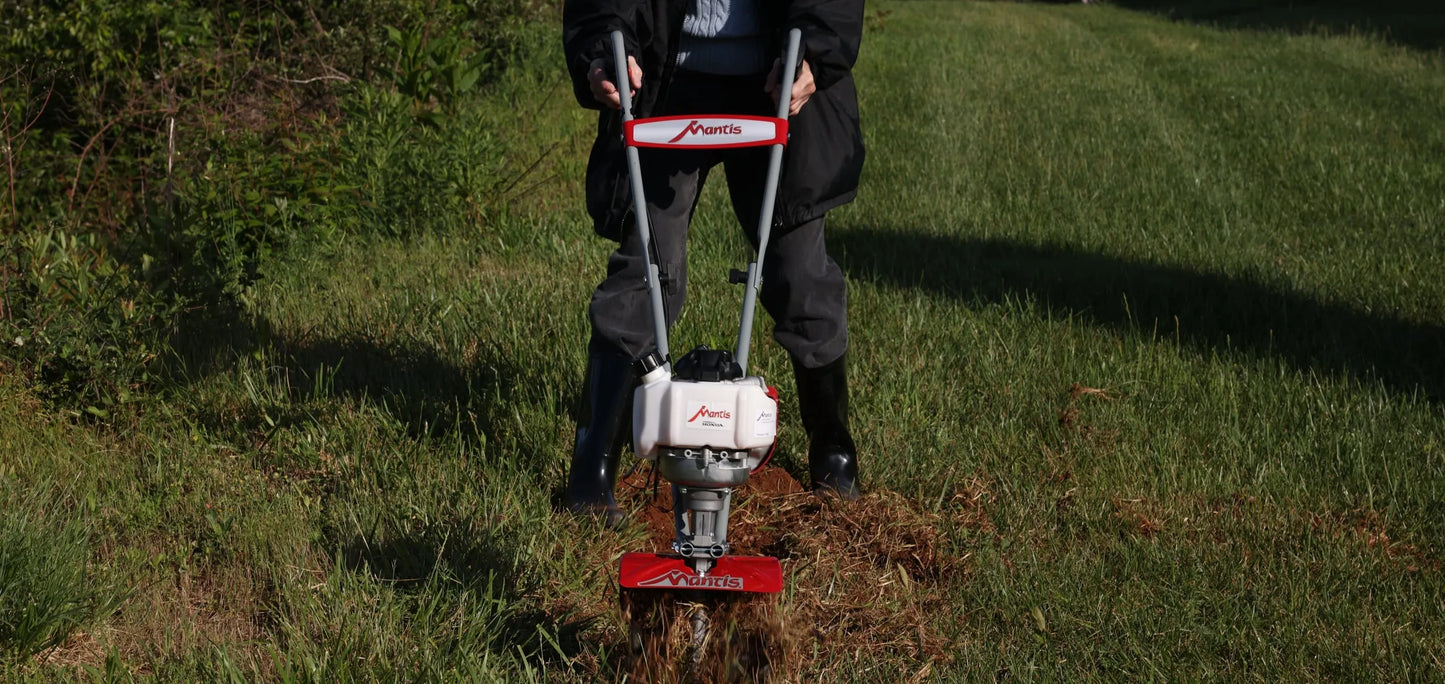 2025 MANTIS 7268 Mini-Cultivador/Tilladora de 25 cc, con Tine Delantero de 9 pulgadas y Rotación Adelante (CARB)