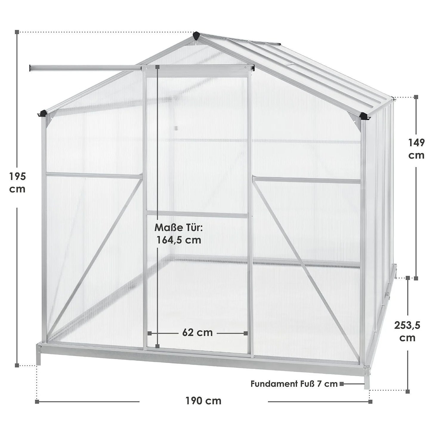 2025 Invernadero de jardín de aluminio con base – Ideal para frutas, verduras y resguardo invernal