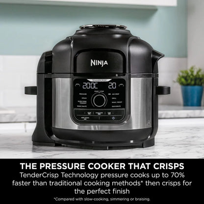 2025 Ninja Multicooker Foodi OP350UK, 9 en 1, 6 L, olla a presión eléctrica y freidora de aire, acero cepillado y negro
