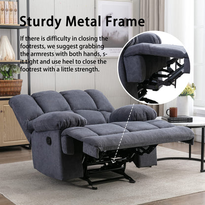2025 Sillón mecedor sobredimensionado, sillón reclinable manual simple, sillón tapizado acolchonado, sillón mecedor para sala, asiento de teatro talla grande, gris