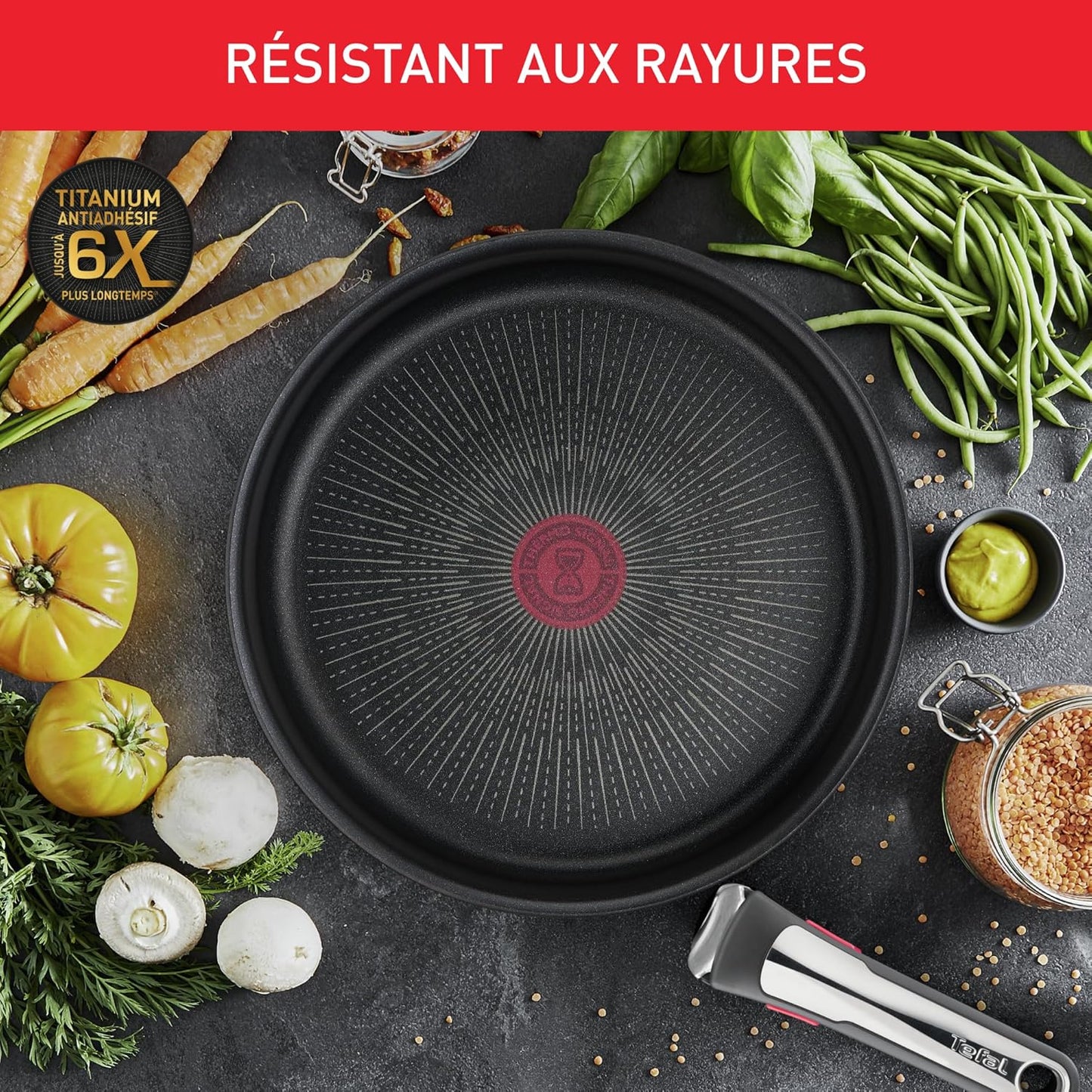 Tefal Ingenio Unlimited On - Juego de 3 Cazos 16/18/20 cm + Mango extraíble | Apto inducción, antiadherentes, revestimiento titanio, Thermo-signal, sin PFOA, apto lavavajillas y horno
