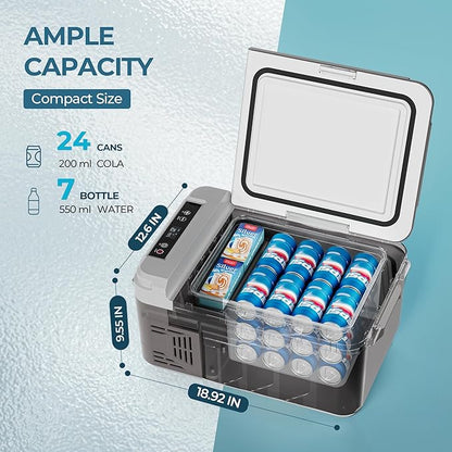 Nevera Eléctrica EUHOMY con Control vía Aplicación – Refrigerador y Congelador Portátil para Coche