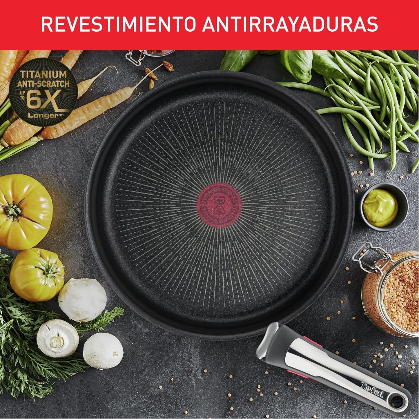 Tefal Ingenio Unlimited On - Juego de 3 Cazos 16/18/20 cm + Mango extraíble | Apto inducción, antiadherentes, revestimiento titanio, Thermo-signal, sin PFOA, apto lavavajillas y horno