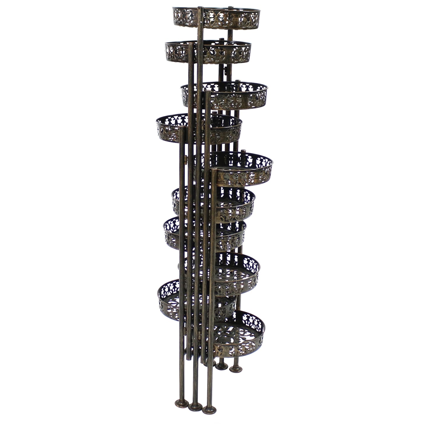2025 Soporte Plegable para Plantas Sunnydaze de Acero en Bronce con 10 Niveles para Interior y Exterior - Altura 117 cm