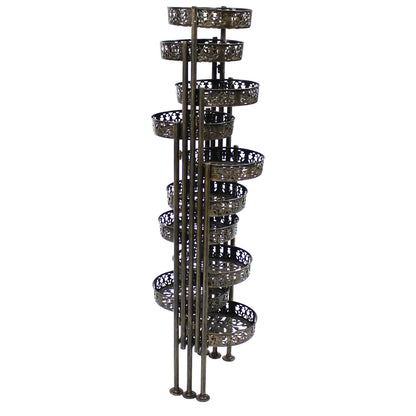2025 Soporte Plegable para Plantas Sunnydaze de Acero en Bronce con 10 Niveles para Interior y Exterior - Altura 117 cm