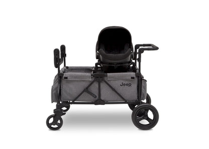 2025 Jeep Wrangler Stroller Wagon de Delta Children – 3 Modos: Portabebés, Cochecito y Carrito, Suspensión, Capota UV, Compatible con Sillas de Auto, Almacenamiento Múltiple, Manillares Ajustables