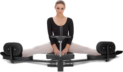 Dispositivo profesional de estiramiento de piernas, capacidad de 100 kg, ángulo ajustable hasta 200°.