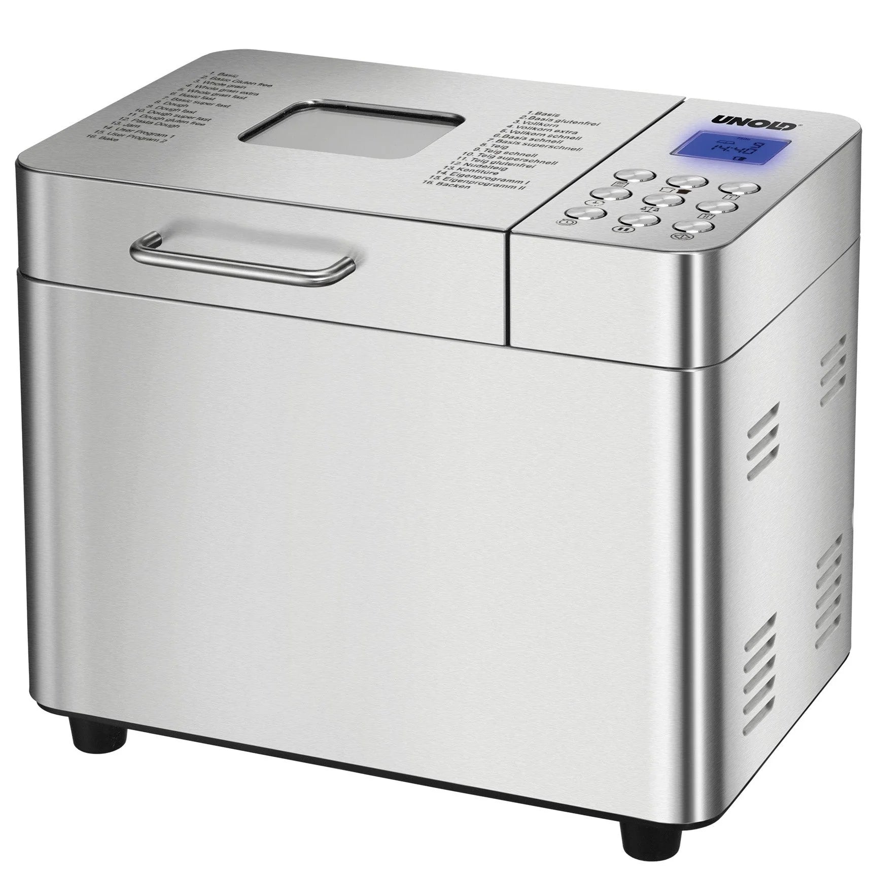 2025 Máquina de pan Backmeister® Edel de acero inoxidable, 550 W, 16 programas automáticos