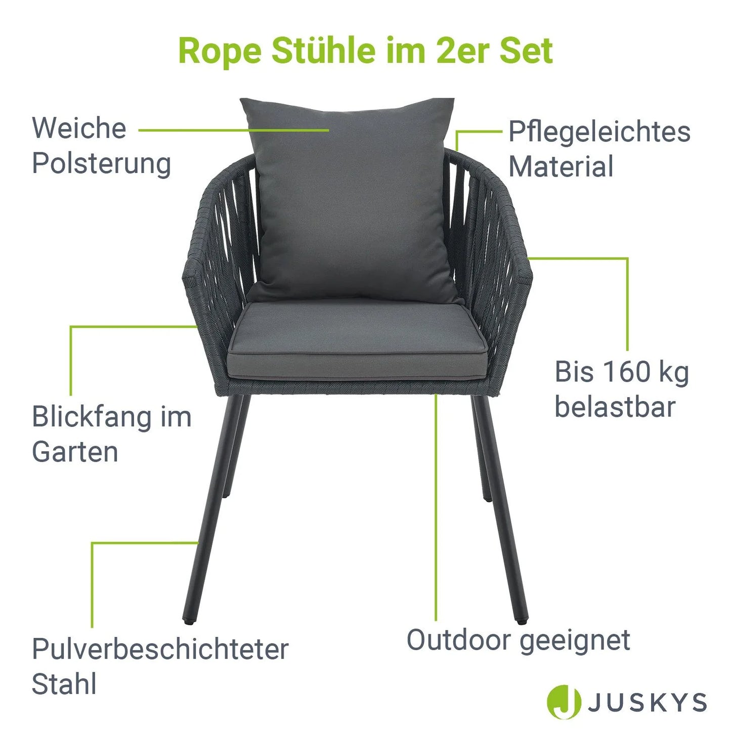 2025 Juego de 2 sillas Rope – Elegancia y confort para tu espacio exterior
