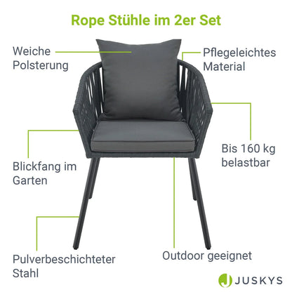 2025 Juego de 2 sillas Rope – Elegancia y confort para tu espacio exterior