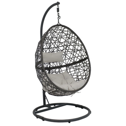2025 Silla Colgante Sunnydaze Caroline en Forma de Huevo con Estructura de Acero y Cojín