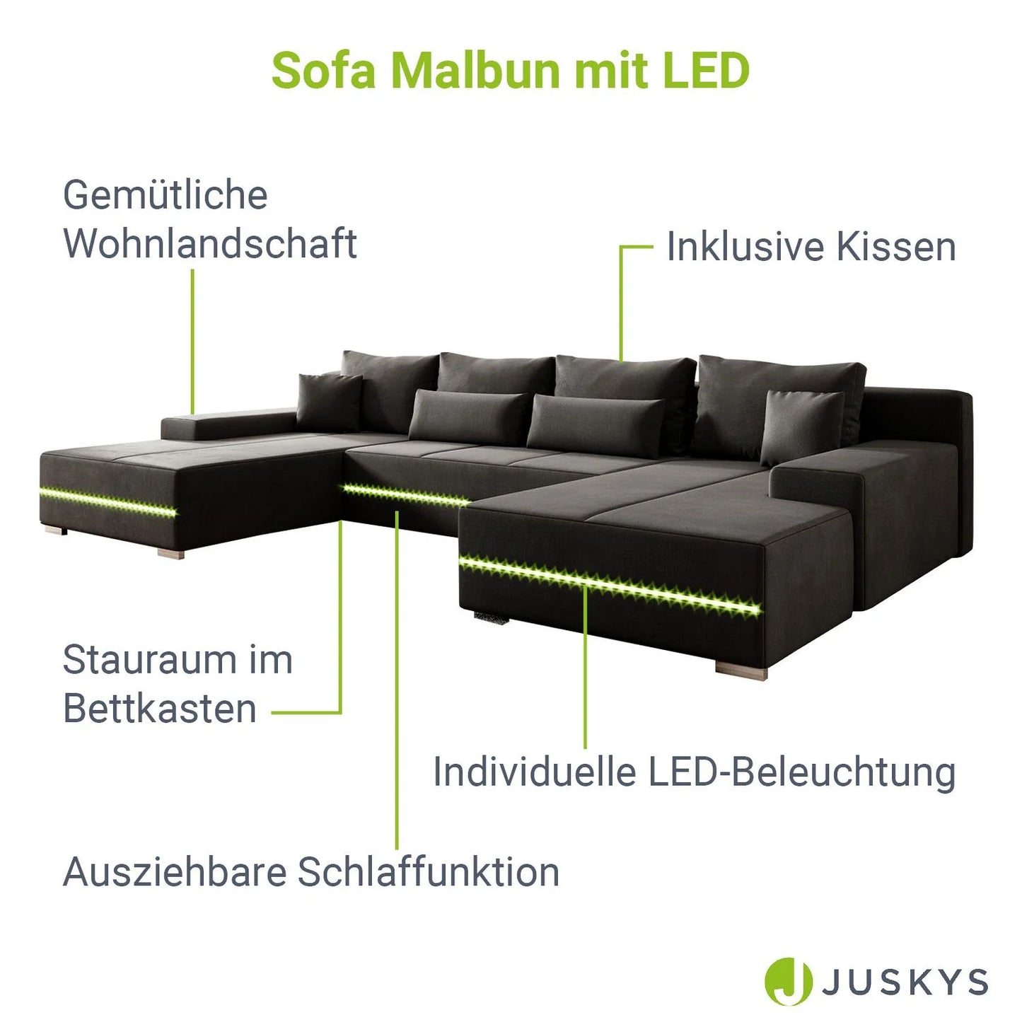 2025 Sofá rinconero Malbun con iluminación LED