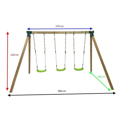 Columpio Triple De Madera Cuadrada Masgames Nori Xl