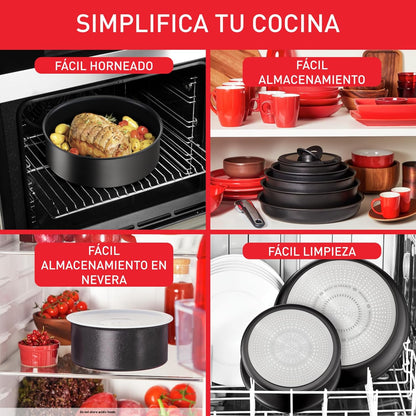 Tefal Ingenio Unlimited On - Juego de 3 Cazos 16/18/20 cm + Mango extraíble | Apto inducción, antiadherentes, revestimiento titanio, Thermo-signal, sin PFOA, apto lavavajillas y horno