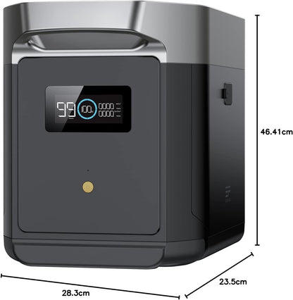 EcoFlow DELTA 2 Max Portable Power Station, 2048Wh, 3000 AC Cycles LFP Battery 80% Charge in 53mins, Power Up to 3100W Quiet Solar Generator for Home/Caravan/Camping