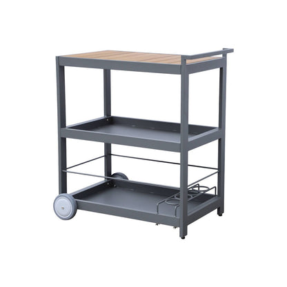 Mesa Exterior De Aluminio Con Ruedas Y Asa, 84cm, Antracita