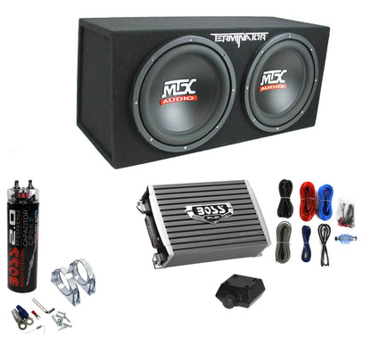 2025 Caja de bajos MTX TNE212D de 12″ 1200W con amplificador monobloque de 1500W y condensador de 2 Faradios