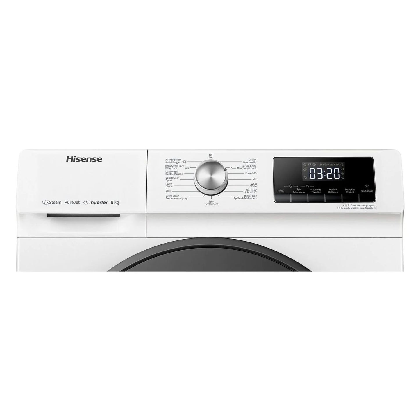2025 Lavadora Hisense WFQA8014EVJM de carga frontal, 8 kg, 1400 rpm, color blanco