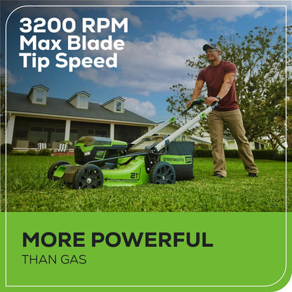 2025 Cortadora de Césped Inalámbrica Greenworks 60V 21” (Auto-Propulsada), 2 Baterías de 4.0Ah y Cargador Rápido Dual