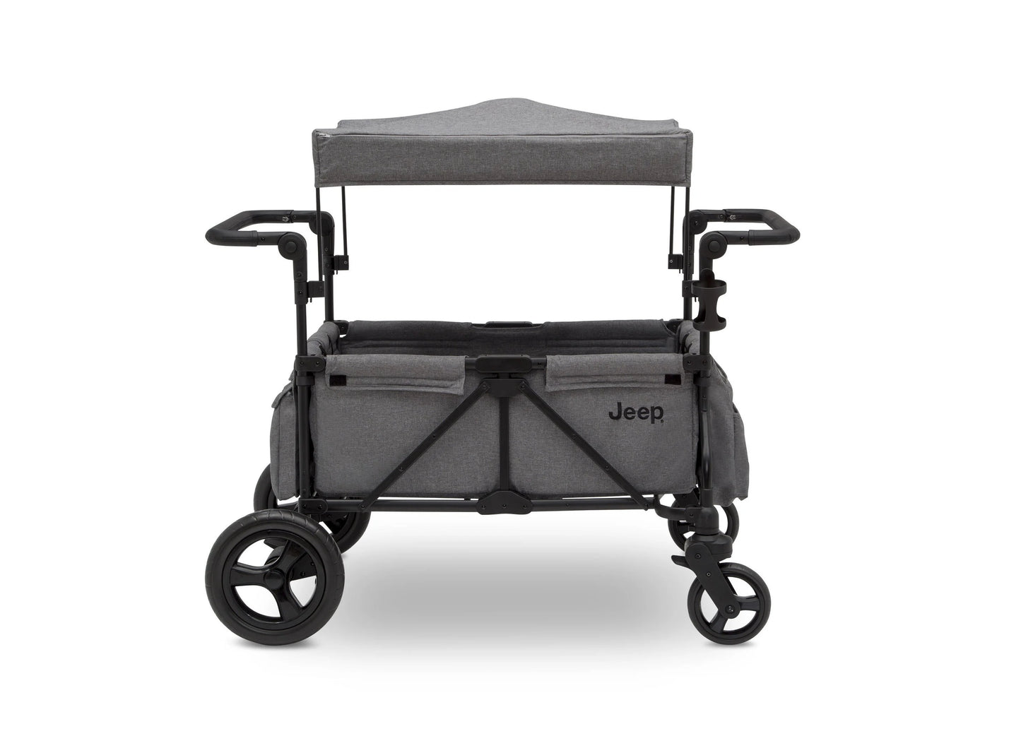 2025 Jeep Wrangler Stroller Wagon de Delta Children – 3 Modos: Portabebés, Cochecito y Carrito, Suspensión, Capota UV, Compatible con Sillas de Auto, Almacenamiento Múltiple, Manillares Ajustables