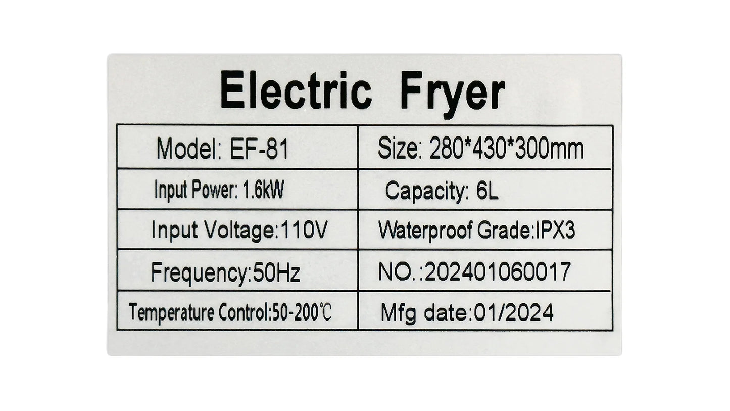 Freidora eléctrica de 1600 W, freidora de mesa de acero inoxidable con gran capacidad, freidora reforzada multifuncional, tanque único comercial de 2,5 galones