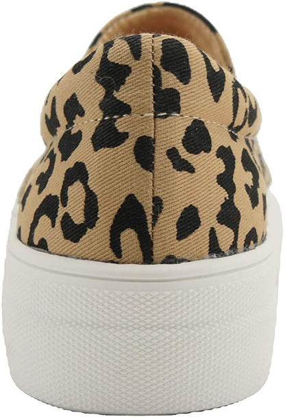 Soda HIKE-G Bob Cat Women Slip-On Loafers Casual Sneakers Flat Shoes Memory Foam Insoles Cheetah Print Comfort Footwear