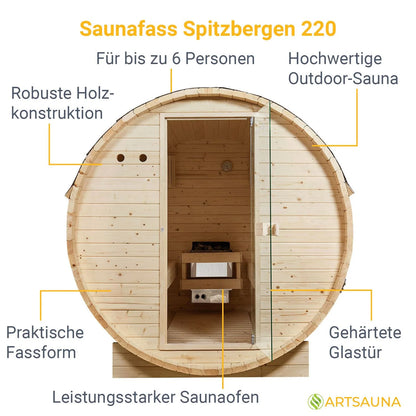 2025 Sauna barril Spitzbergen con estufa de sauna