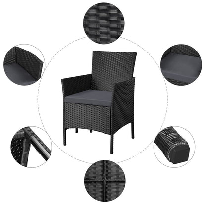 Conjunto De Mesa Y Sillas Exterior Para Balcón Jardin Negro