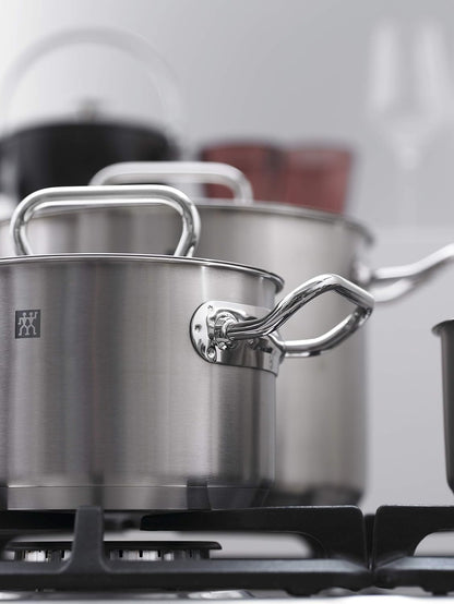 ZWILLING 5-Piece Cookware Set, 4 Lids, Suitable for Induction, Stainless Steel, Passion, Bright Grey, Diameter 16 cm, Diameter 20 cm, Diameter 24 cm, Diameter 28 cm