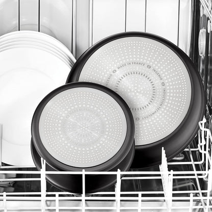 Tefal Ingenio Unlimited On - Juego de 3 Cazos 16/18/20 cm + Mango extraíble | Apto inducción, antiadherentes, revestimiento titanio, Thermo-signal, sin PFOA, apto lavavajillas y horno