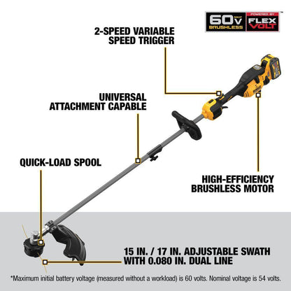 2025 Kit Combinado de Recortadora de Cordón y Soplador de Hojas 60V MAX de 17 in. con (1) Batería de 9 Ah y Cargador DCKO266X1