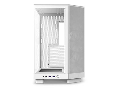 2025 NZXT H6 FLOW - Caja compacta de torre intermedia de doble cámara con flujo de aire, color blanco, CC-H61FW-01