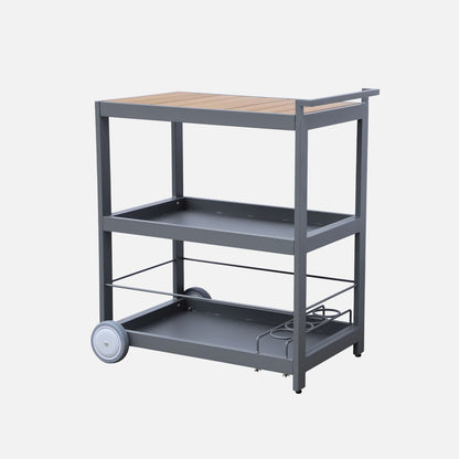 Mesa Exterior De Aluminio Con Ruedas Y Asa, 84cm, Antracita