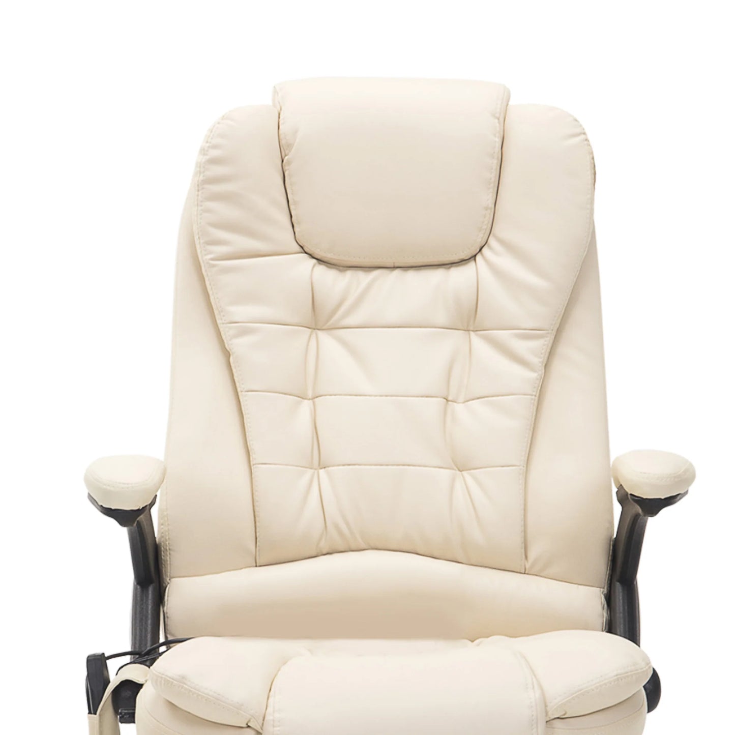 Silla de oficina ejecutiva con masaje y calefacción, sillón de oficina de cuero PU con respaldo alto, beige