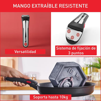 Tefal Ingenio Preference On Set of 2 Frying Pans 24/28 cm + 2 Saucepans 16/20 cm + 24 cm Pot + 26 cm Wok + 2 Removable Handles + 5 Accessories | Induction Safe, Non-Stick, PFOA Free