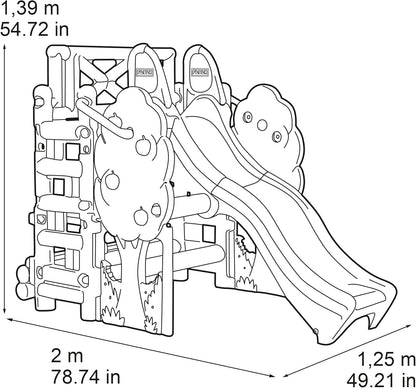FEBER - Wood House, Centro de Actividades en el Bosque con Tobogán y Mesa Convertible en Arenero, Colores Luminosos y Resistentes a la Luz, Fácil Montaje, Niños de 3 a 8 años, Famosa (800009590)
