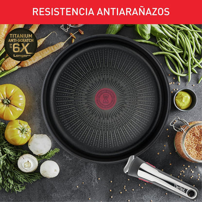 Tefal Ingenio Unlimited On - Juego de 3 Cazos 16/18/20 cm + Mango extraíble | Apto inducción, antiadherentes, revestimiento titanio, Thermo-signal, sin PFOA, apto lavavajillas y horno