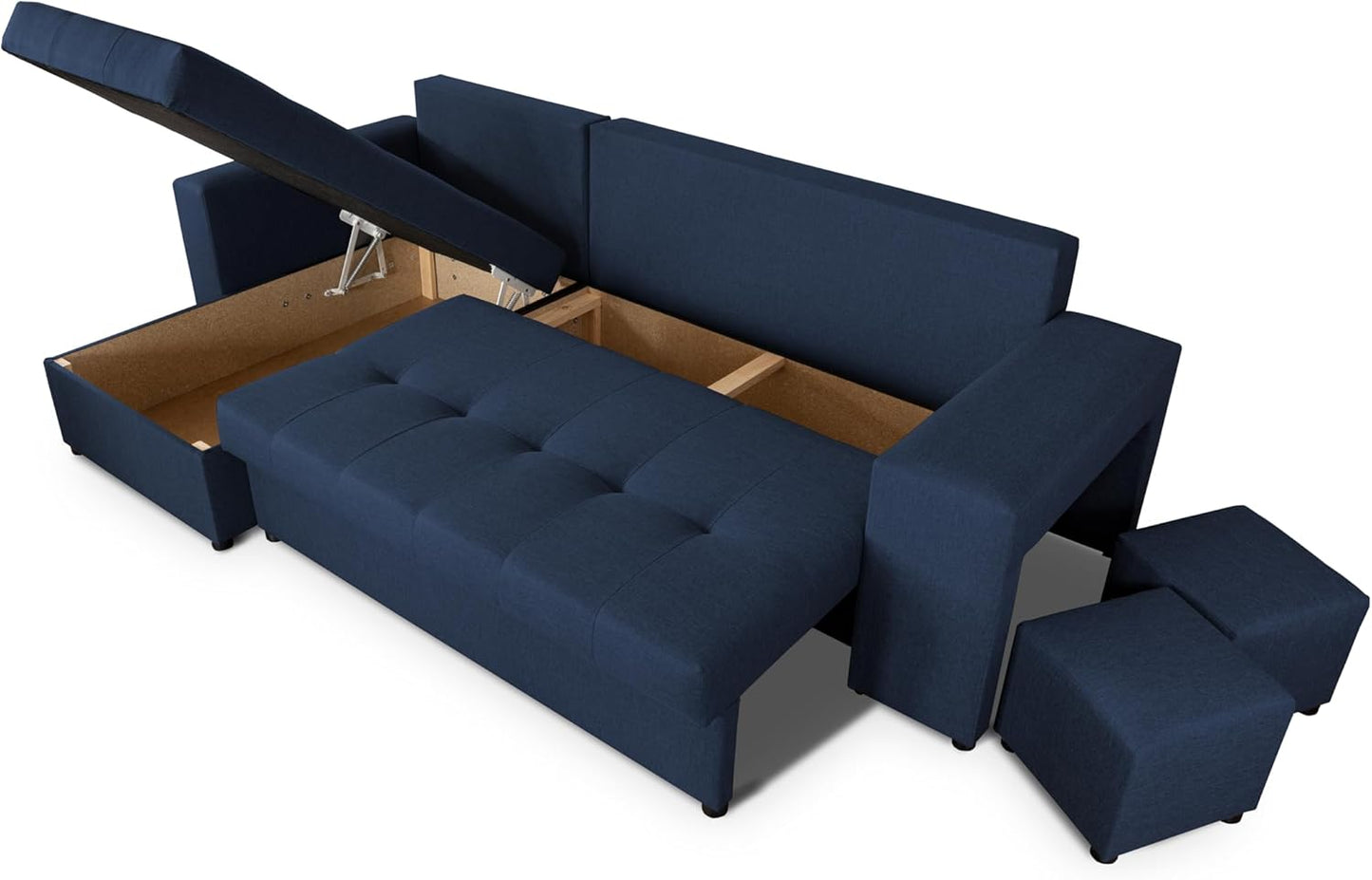 NAWSTOL - Sofa narożna Leon z funkcją spania i skrzynią na pościel – nowoczesna sofa do salonu – możliwość montażu z lewej lub prawej strony (szara + biała sztuczna skóra)