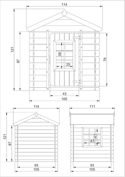 TIMBELA M570Z-1 Casa de Madera para Niños, Casita Infantil Exterior 111x113xA121 cm, Casitas Infantiles Jardin, Casa Juguete Niños, Caseta Infantil (Tetto-Colore Verde)